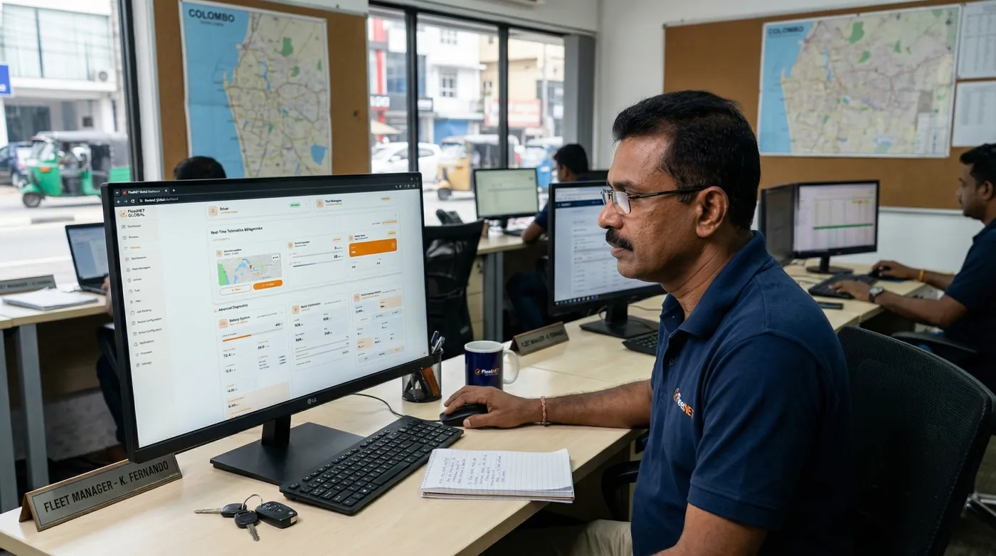 An operations manager reviewing FleetNET reports